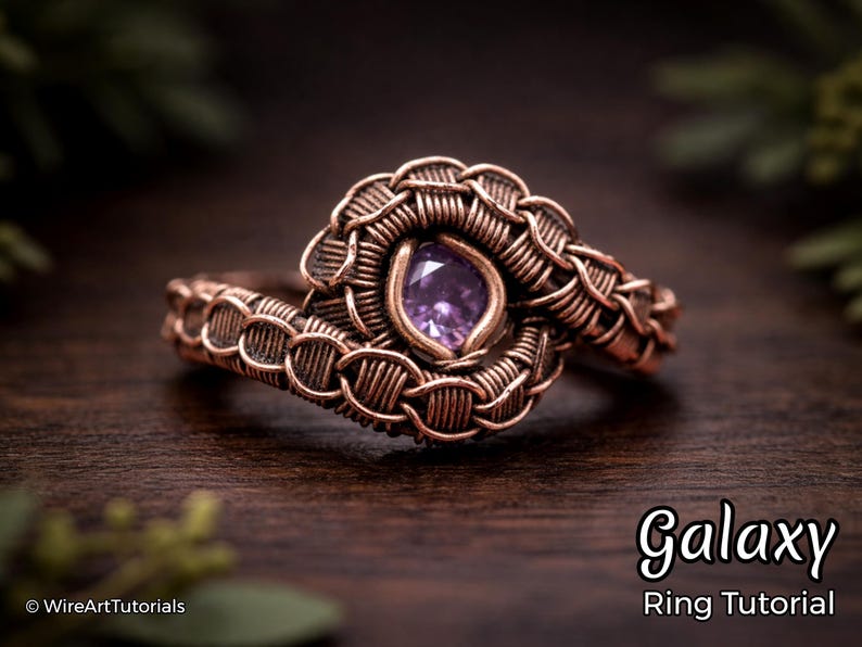 TUTORIEL Patron PDF de la bague galaxie, bijoux en fil métallique tissé, tissage d'emballage, tissage enveloppé, fabrication de bijoux DIY en cuivre, modèle étape par étape image 1
