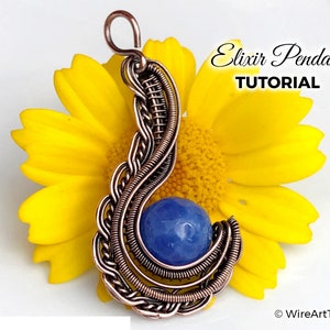 WireArtTutorials Elixir braided pendant tutorial,wire wrap pattern, DIY jewellery making, weaving, wrapping, craft idea, beginner lesson