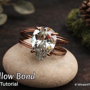 Tutorial per l'avvolgimento del filo metallico, tutorial per l'avvolgimento del filo metallico, modello di WireArtTutorials: anello di cristallo Mellow Bond, creazione di gioielli fai da te, tutorial per l'intreccio del filo metallico