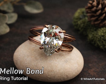 Zelfstudie draadwikkel, zelfstudie draadwikkeling, patroon van WireArtTutorials: ring met mellow bondkristallen, doe-het-zelf-sieraden maken, zelfstudie draadweven