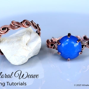 Wire wrap tutorial, wire wrapping tutorial, pattern by WireArtTutorials: Floral Weave Ring, DIY jewelry jewelry making, wire weaving class