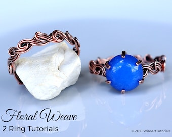 Wire wrap tutorial, wire wrapping tutorial, pattern by WireArtTutorials: Floral Weave Ring, DIY jewelry jewelry making, wire weaving class