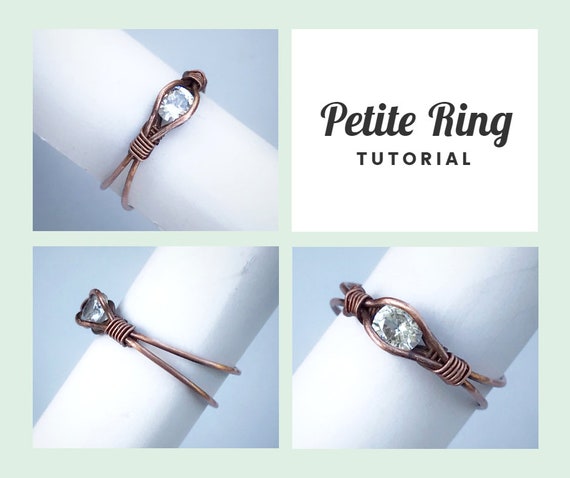 TUTORIAL "Petite" ring PDF pattern,wire wrap weave jewelry,copper,wrapping weaving,wrapped woven, calibrated stone design