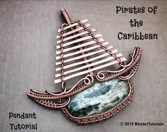 Wire wrap tutorial,wire wrapping pattern WireArtTutorials Pirate ship,boat pendant,DIY jewelry,jewelrymaking,wire weaving,wire art tutorials