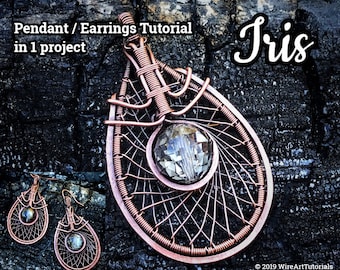 Wire wrap tutorial,wire wrapping pattern WireArtTutorials Iris Art Nouveau Deco pendant,DIY ,jewelry making,wire weaving,wire art tutorials