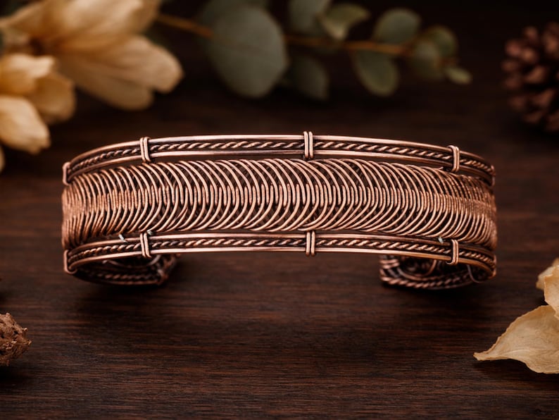 WireArtTutorials Celestial Trail bracelet wire wrap tutorial, beading patter, DIY jewelry making, weaving, copper art tutorial, weaving image 2