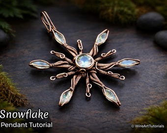 Wire wrap tutorial,wire wrapping pattern WireArtTutorials Snowflake Star pendant,DIY jewelry,jewelry making,wire weaving,wire art tutorials