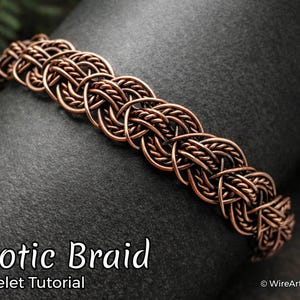 WireArtTutorials Exotic Braid bracelet wire wrap tutorial, pattern, DIY jewelry making, wrapping, weaving, braiding copper art