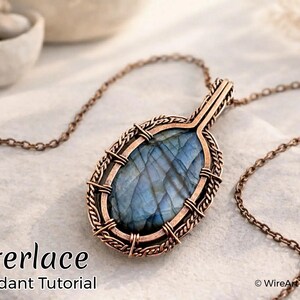 Interlace wire wrapped pendant tutorial, cabochon setting jewelry, crafting lesson, art jewellery, diy gift, wire weaving pattern