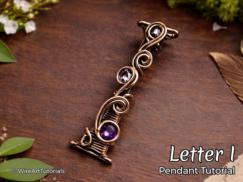 WireArtTutorials Letter I hanger wire wrap tutorial, weefpatroon, doe-het-zelf sieraden, kristallen sieraden maken, weven, tutorials draadkunst afbeelding 1