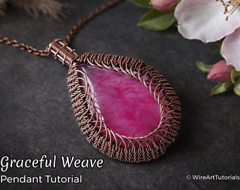 Emballage métallique, tutoriel de tissage, modèle par WireArtTutoriels : pendentif Graceful Weave, fabrication de bijoux DIY, création artisanale étape par étape, idée cadeau