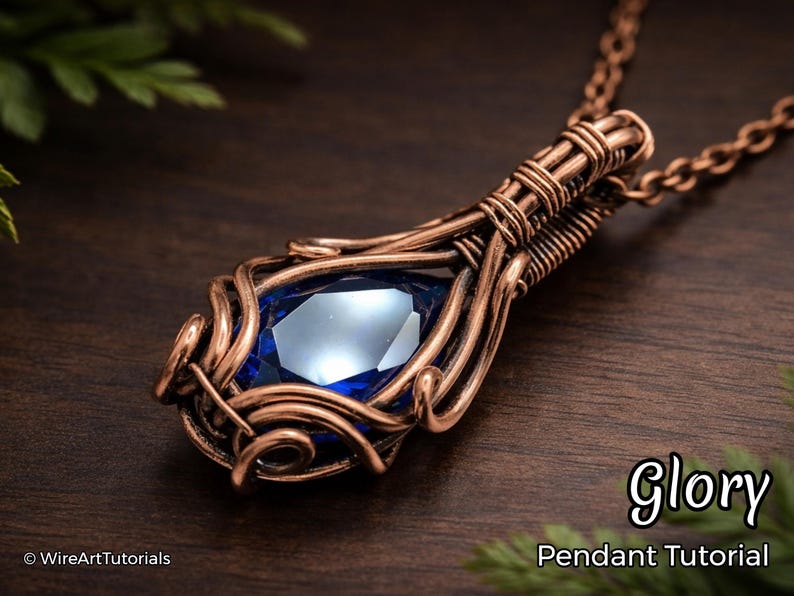 WireArtTutorials Gloryペンダントワイヤーラップチュートリアル、ワイヤーラッピングパターン、DIYジュエリー、クリスタルジュエリー作り、ワイヤーウィービング、ワイヤーアートチュートリアル 画像 1