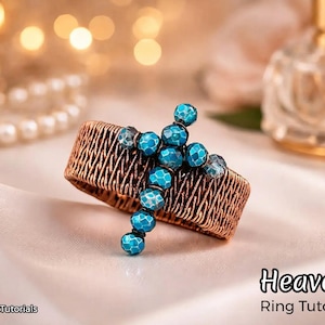Heavenly Cross Ring, wire wrap tutorial, bead setting pattern, DIY jewelry making, weaving, step by step art jewellery