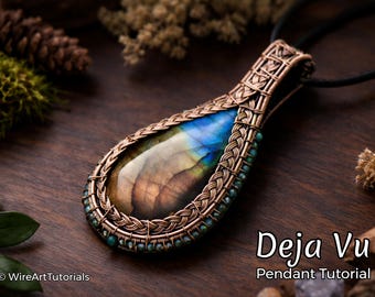WireArtTutorials Deja Vu Double Sides pendant wire wrap tutorial, weaving pattern, DIY jewelry making, weaving, copper wire art tutorials