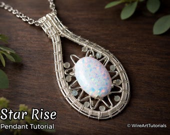 Zelfstudie Star Rise-hanger draadwikkel, cabochonpatroon, doe-het-zelf sieraden maken, weven, stap voor stap kunst