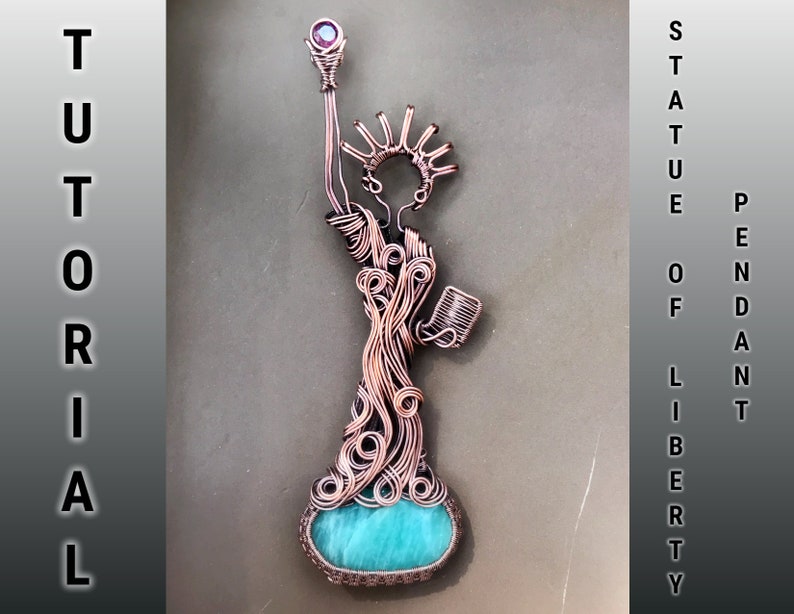 Wire wrap tutorial,wire wrapping pattern WireArtTutorials Statue of Liberty pendant,DIY jewelry,jewelry making, weaving,wire art tutorials image 1