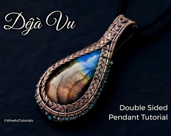 WireArtTutorials Deja Vu Double Sides pendant wire wrap tutorial, weaving pattern, DIY jewelry making, weaving, copper wire art tutorials