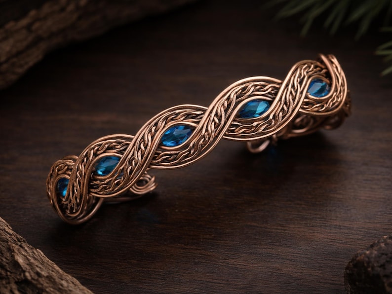 WireArtTutorials Playful Waves Armband Drahtwickelanleitung, Cabochon Muster, DIY Schmuckherstellung, wickeln, flechten, Kupferkunst Tutorial Bild 2