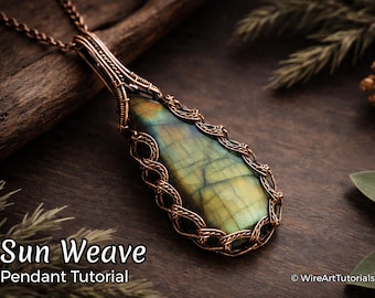 Zelfstudie draadwikkel Sun Weave-hanger, kristallen DIY-sieraden maken, bedrading, draadweven, tutorials draadkunst, WireArtTutorials, draadwikkelen