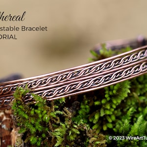 WireArtTutorials Ethereal adjustable bracelet wire wrap tutorial, patter, DIY jewelry making, wrapping, weaving, copper art tutorial, craft
