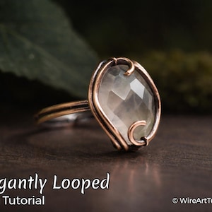 TUTORIAL Anillo elegantemente enrollado, joyería tejida con alambre envuelto, engaste de cabujón, fabricación de joyas DIY, patrón paso a paso, idea de artesanía, pasos