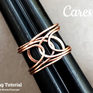 Wire wrap tutorial,wire wrapping pattern WireArtTutorials Caress ring, DIY jewelry,jewelry making,wire weaving,wire art tutorials