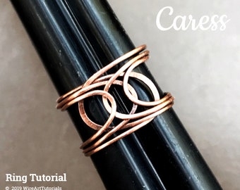 Wire wrap tutorial,wire wrapping pattern WireArtTutorials Caress ring, DIY jewelry,jewelry making,wire weaving,wire art tutorials