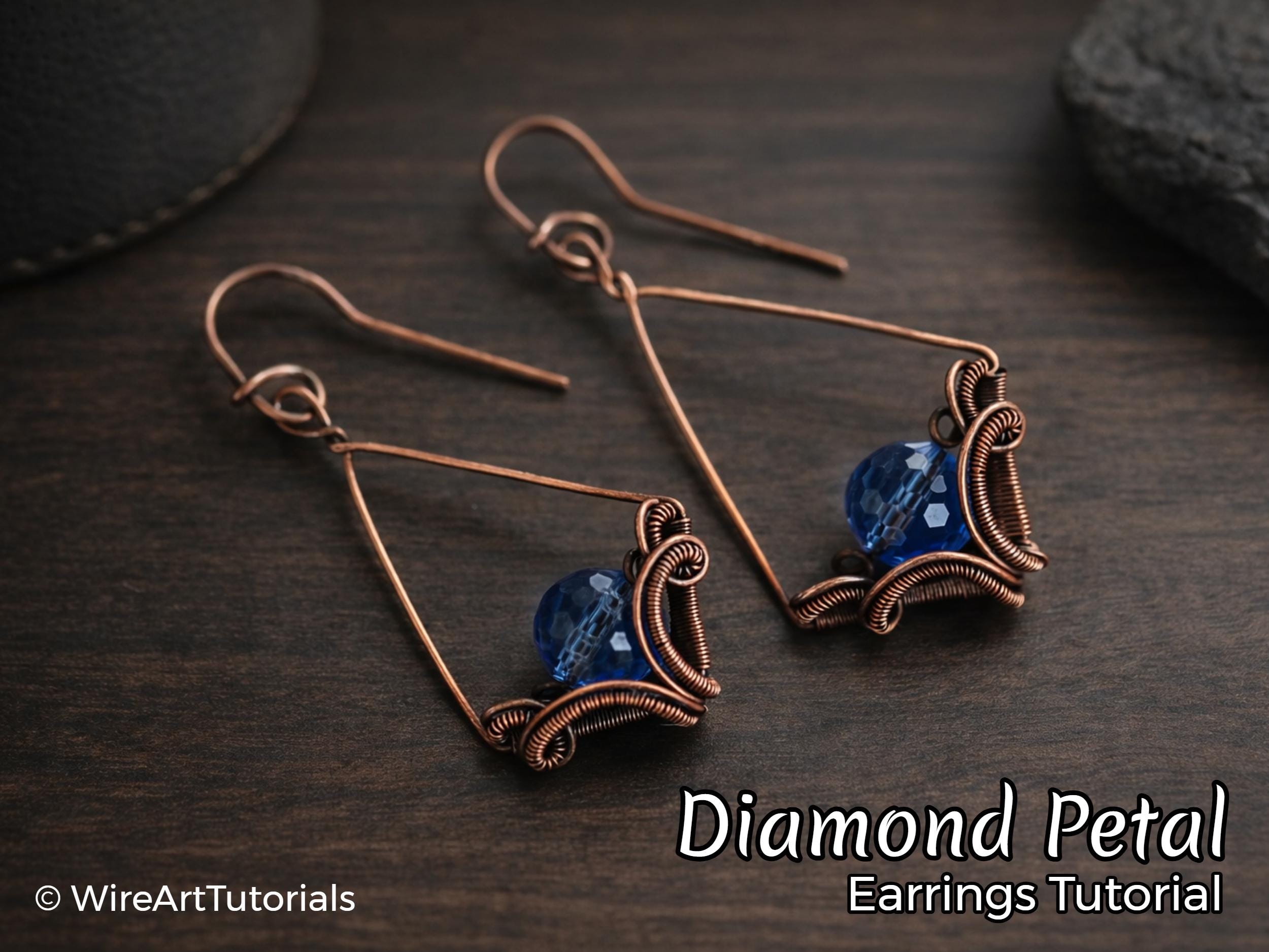 TUTORIAL Diamond Petal Earrings Wire Wrapped Jewelry Making PDF Pattern ...