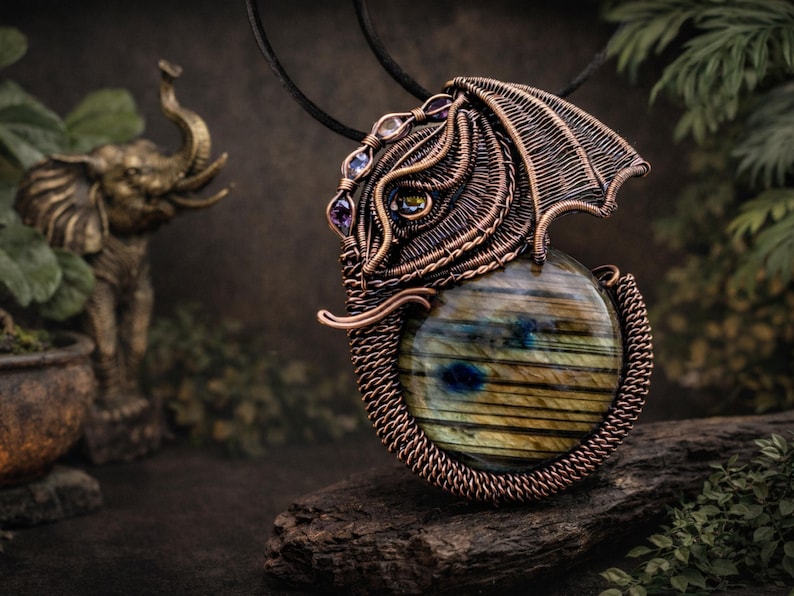 Tutoriel sur emballage métallique, modèle d'emballage métallique WireArtTutorials Pendentif éléphant Kandula, bijoux à faire soi-même, fabrication de bijoux, tissage de fils métalliques, tutoriels d'art sur fil métallique image 2