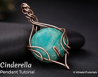 WireArtTutorials Aschenputtel Anhänger, Wire Wrap Anleitung, Cabochon Fassungsmuster, DIY Schmuckherstellung, Weben, Flechten, Schritt für Schritt Kunst