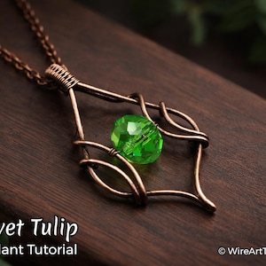 WireArtTutorials Velvet Tulip pendant wire wrap tutorial, weaving pattern,DIY jewelry making, wire art tutorials, beaded necklace design