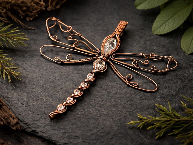 Wire wrap tutorial,wire wrapping pattern WireArtTutorials Fairy Dragonfly pendant,DIY jewelry,jewelry making,wire weaving,wire art tutorials image 2