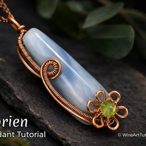 Florien pendant, wire wrap tutorial, bead setting pattern, DIY jewelry making, weaving, step by step art jewellery