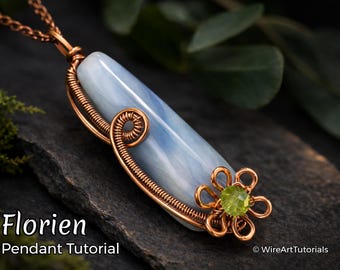 Florien Anhänger, Wire Wrap Anleitung, Perlensetzmuster, DIY Schmuckherstellung, Weben, Schritt für Schritt Schmuck