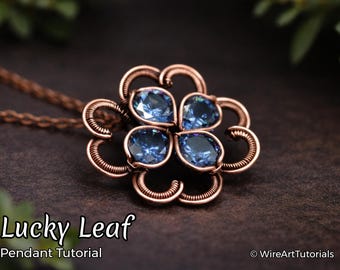 WireArtTutorials Lucky Leaf pendant wire wrap tutorial,wire wrapping pattern,DIY jewelry,jewelry making,wire weaving,wire art tutorials