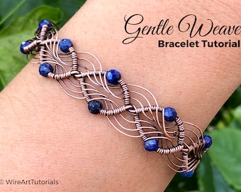 WireArtTutorials Gentle Weave bracelet wire wrap tutorial, beading patter, DIY jewelry making, wrapping, weaving, copper art tutorial, craft