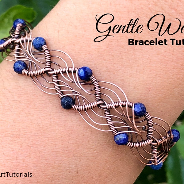 WireArtTutorials Gentle Weave bracelet wire wrap tutorial, beading patter, DIY jewelry making, wrapping, weaving, copper art tutorial, craft