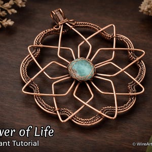 E TUTORIEL "Mandala fleur de vie", modèle PDF, bijoux en tissage métallique, cabochon, tissage d'emballage, tissage enveloppé, design unisexe