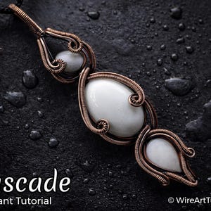 Wire wrap tutorial Cascade pendant, necklace cabochon DIY jewelry making, wire weaving, wire art tutorials, WireArtTutorials