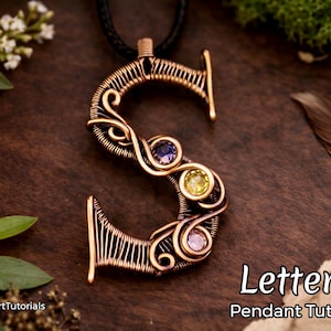 WireArtTutorials Letter S pendant wire wrap tutorial, weaving pattern,DIY jewelry,crystal jewellery making, weaving,wire art tutorials