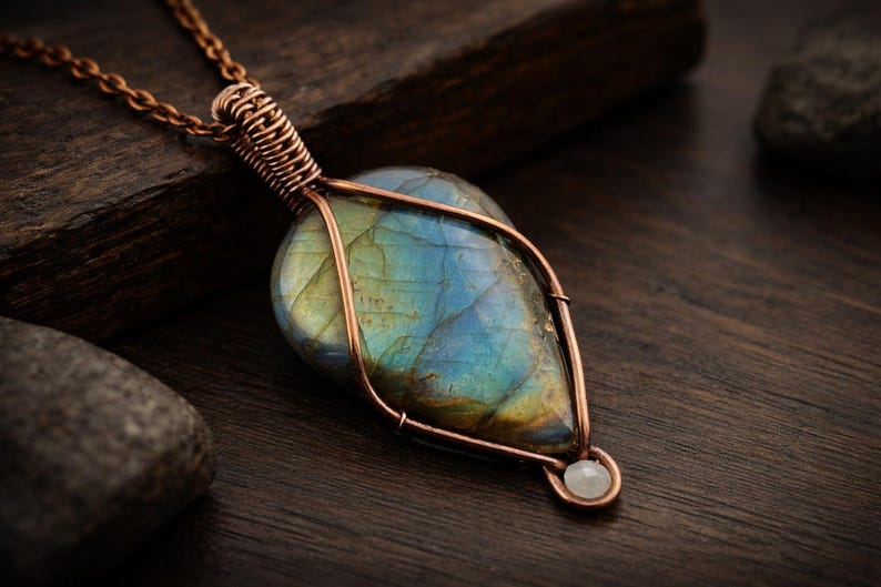 WireArtTutorials Finesseペンダント、ワイヤーラップチュートリアル、カボションセッティングパターン、DIYジュエリー製作、織り、編み込み、ステップバイステップのアート 画像 2