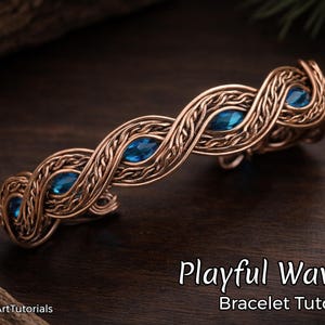 WireArtTutorials Playful Waves Armband Drahtwickelanleitung, Cabochon Muster, DIY Schmuckherstellung, wickeln, flechten, Kupferkunst Tutorial