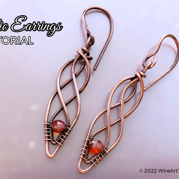 TUTORIAL Keltische oorbellen PDF-patroon, wire wrap geweven sieraden, inwikkeling weven, gewikkeld geweven, koperen DIY sieraden maken, stap voor stap patroon