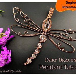 Wire wrap tutorial,wire wrapping pattern WireArtTutorials Fairy Dragonfly pendant,DIY jewelry,jewelry making,wire weaving,wire art tutorials image 1