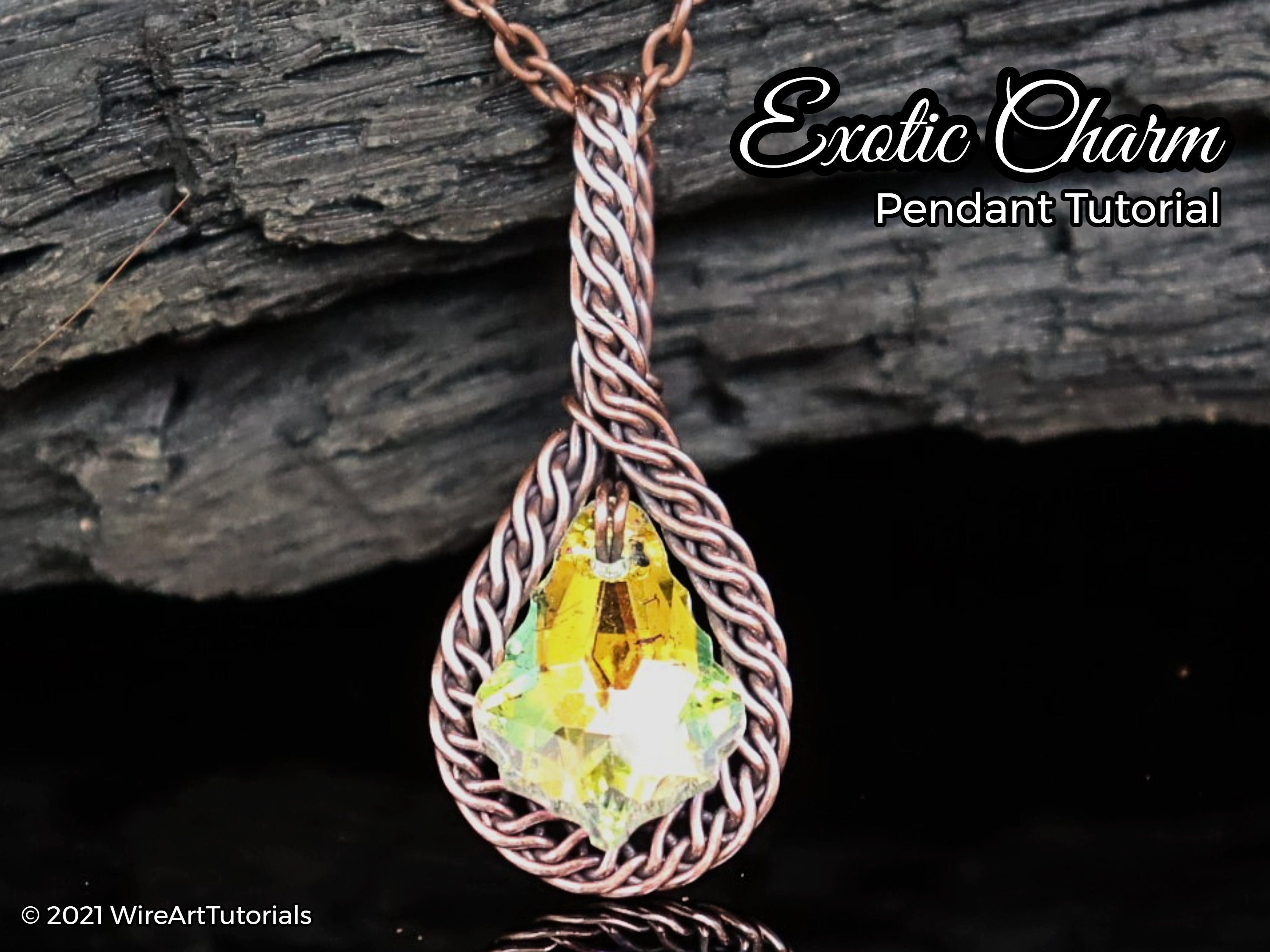 WireArtTutorials Exotic Charm pendant, wire wrap tutorial, wrapping