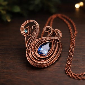 Wire wrap, weaving tutorial, pattern by WireArtTutorials: Swan animal pendant, DIY jewelry making, step by step craft design, gift idea image 2