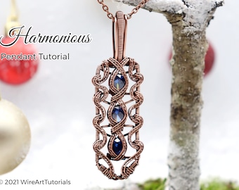 WireArtTutorials Harmonious pendant wire wrap tutorial, weaving pattern, DIY jewelry making, crystal setting,art deco, wire art tutorials