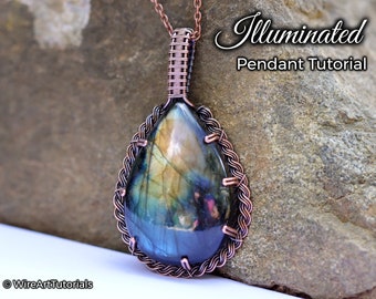 WireArtTutorials Illuminated cabochon pendant tutorial,wire wrap pattern, DIY jewellery making, weaving, wrapping, wire art tutorials, craft