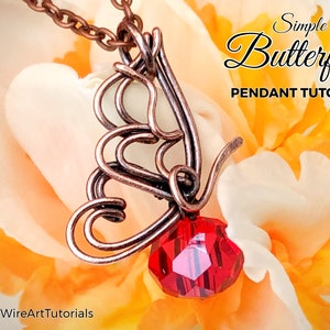 WireArtTutorials Simple Butterfly pendant wire wrap tutorial,wire wrapping pattern,DIY jewelry,jewelry making,wire weaving,art tutorials