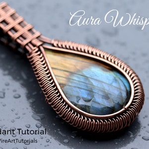 WireArtTutorials Aura Whisper cabochon pendant tutorial, wire wrap pattern, DIY jewellery making, weaving, wrapping, wire art tutorials image 1